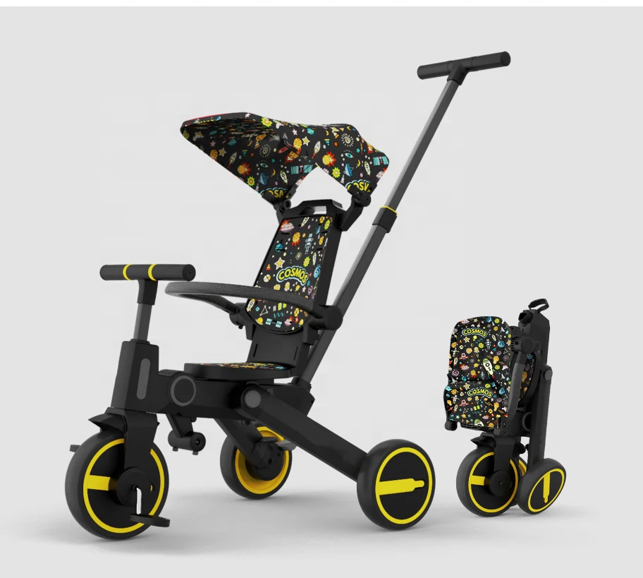 BEBELUX one-button folding tricycle for kids adjustable children tricycle 360 seat rotation baby tricycle for 1-6 years old