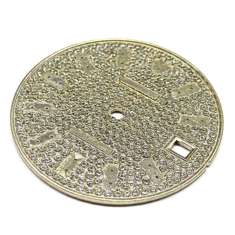 Factory Silver Diamond Watch Dials Iced Out Bronze Dial Custom With CNC Holes setting VVS Moissanite Diamond For Luxury Watch