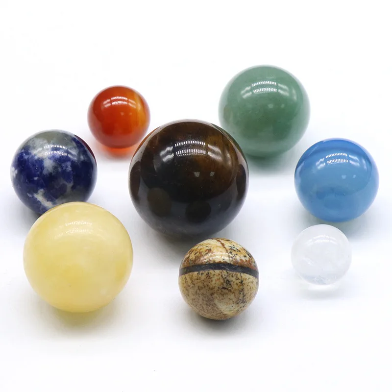 wholesale 12mm 14mm 20mm Decoration Eight planets ornaments circular loose  natural small gemstone