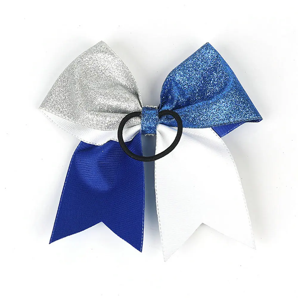 7 Inches Fashion Sparkling Glitter Cheer Leading Hair Bow Glitter Grosgrain Ribbon Bows Hair Band Hair Tie For Girls And Women