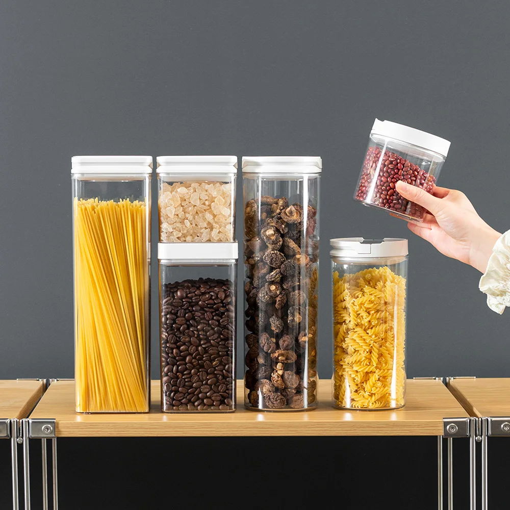 Amazon hot sale plastic kitchen food moisture-proof fresh non-toxic sealed cans with lid