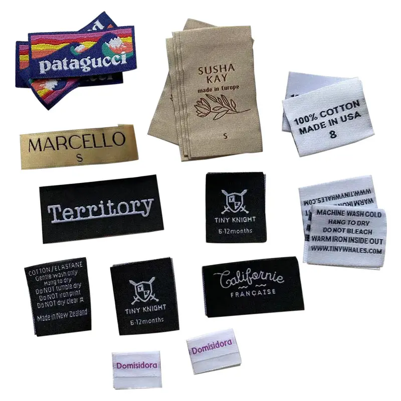 Custom End Fold Woven Clothing Labels - Woven Mark White Logo Cloth Fabric Garment Tags for Shirts of Bulk Suppliers