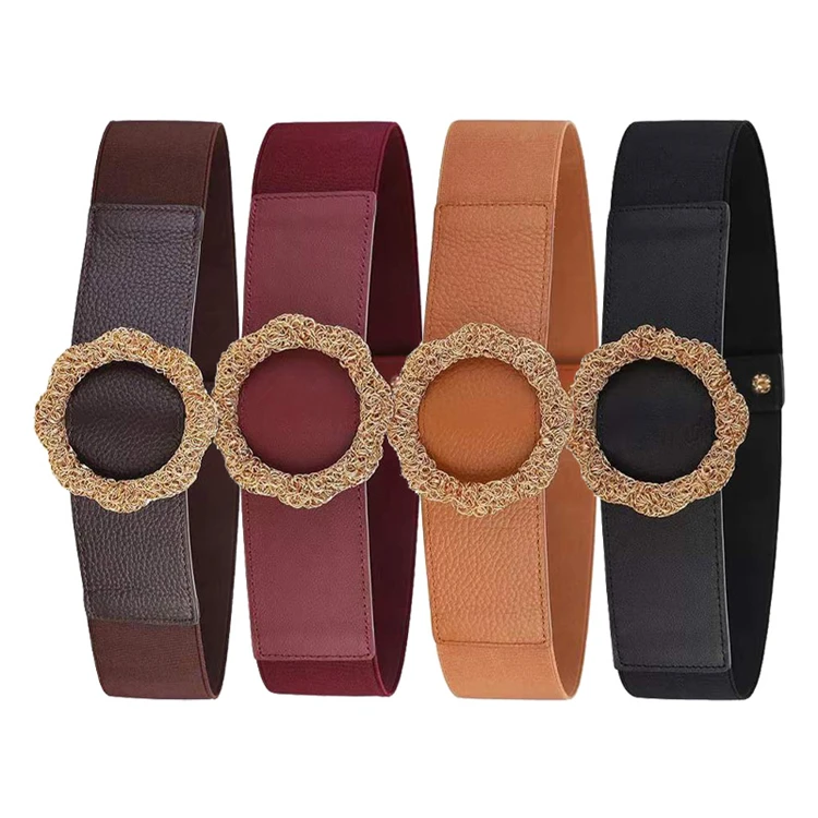 Simple and Versatile Designer Belts Buckle PU Plus Size Wide Belts Fashion Retro belt For Women