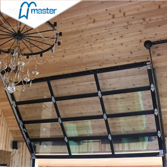 Luxury Modern Full View Tempered Transparent Glass 8X7 Single Clear Glass Aluminum Garage Door With Motor