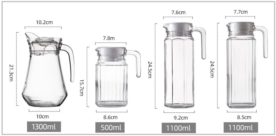 1000ml -1500ml Water Pitcher Glass Pitcher With Lid Drinking Glass Pot