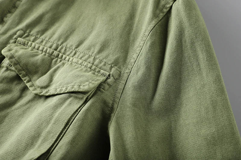 Wholesale designer army green vintage shirt Mens Casual Long Sleeves heavy cotton washed Cargo Shirts