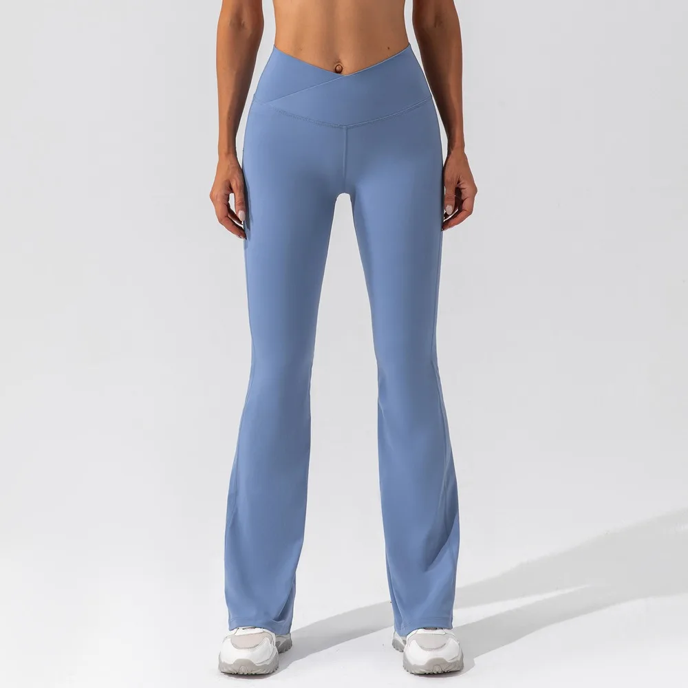 Women V Cut Stretch Soft Scrunch Back Lightweight Yoga Flare Pants