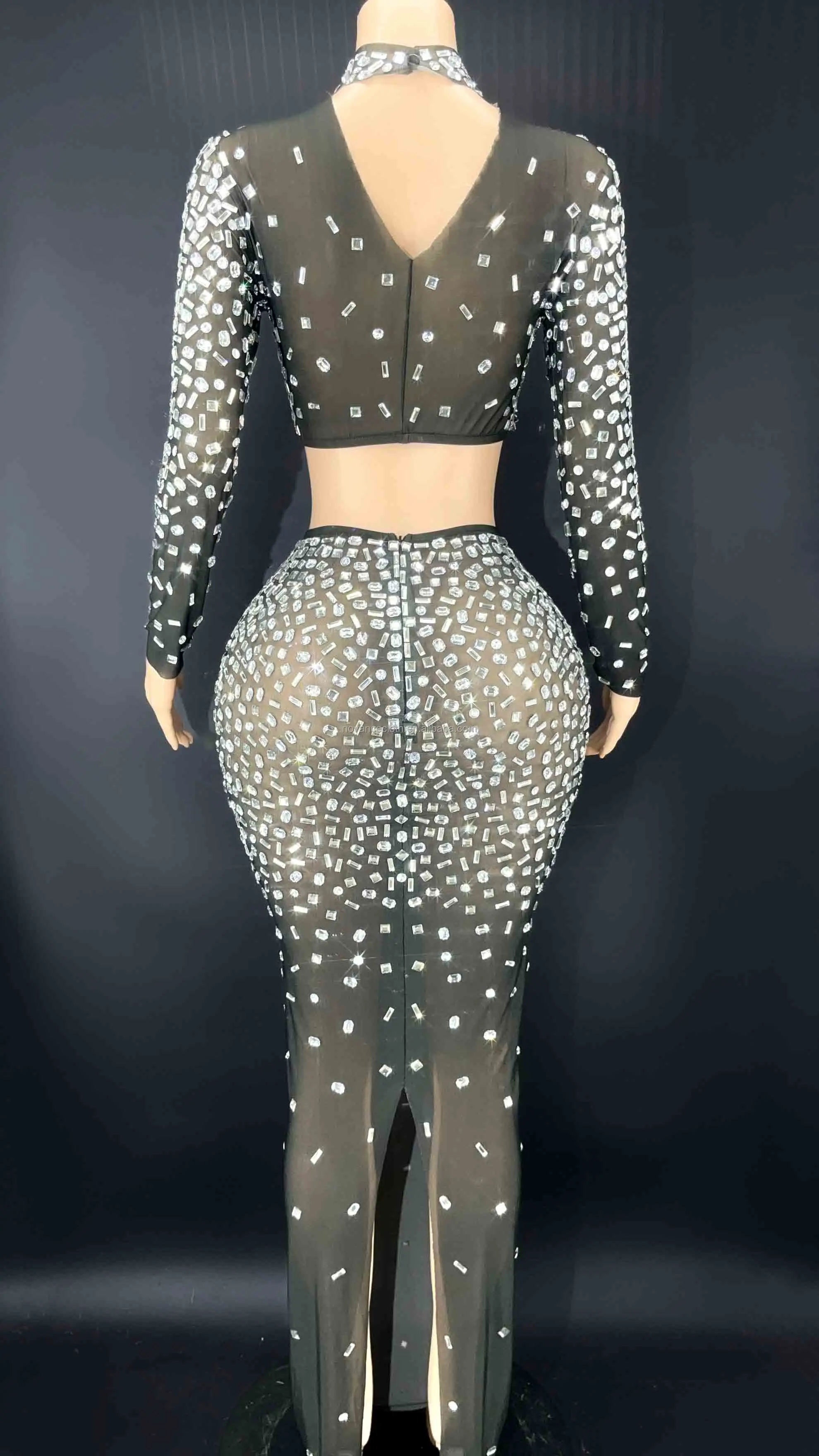 Элегантное блестящее вечернее платье 2022 черные стразы модное свадебное с кристаллами Клубное женское знаменитости