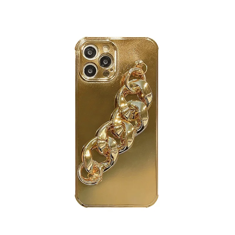 fashion luxury golden silver phone case with bracelet for iphone x xr xs max 8 plus 11 12 13 pro max case
