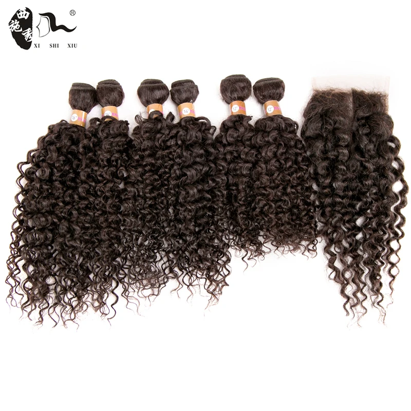 Оптовая продажа, пучки волос с кудрявой смесью 4 х4, комплект из натурального цвета, недорогие бразильские пучки для черных волос