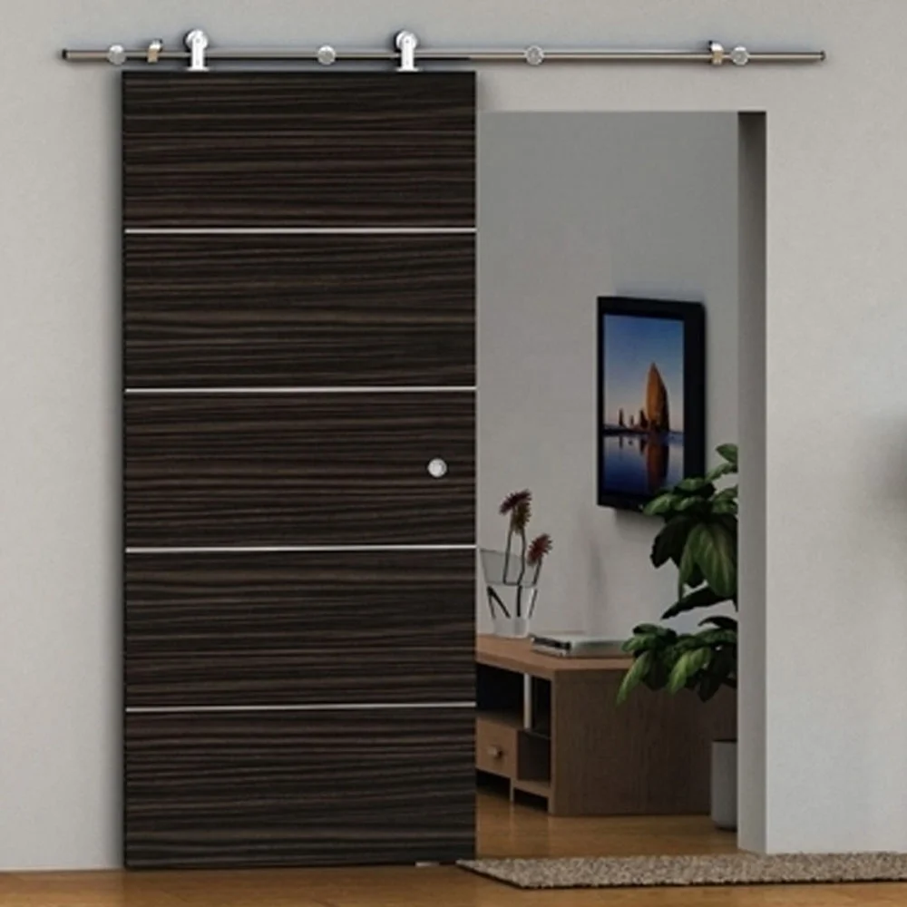 American Style Barn Door Sliding Door Modern Composite Veneer Wooden Sliding Barn Doors for House