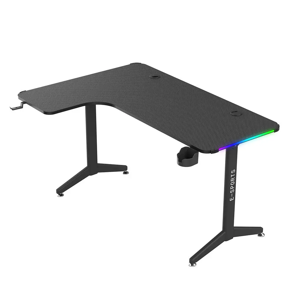 Factory Price L Shaped Racing E Sports Black Panel Left Corner PC Game Game Table Gaming Desks