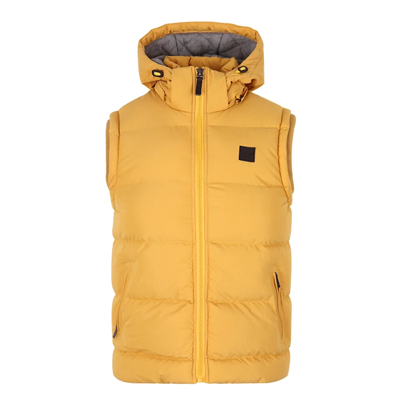 Nouveau Style Jaune Zippe a Capuche Personnalise Hiver Bulle Veste Homme Hommes Gilet Coton
