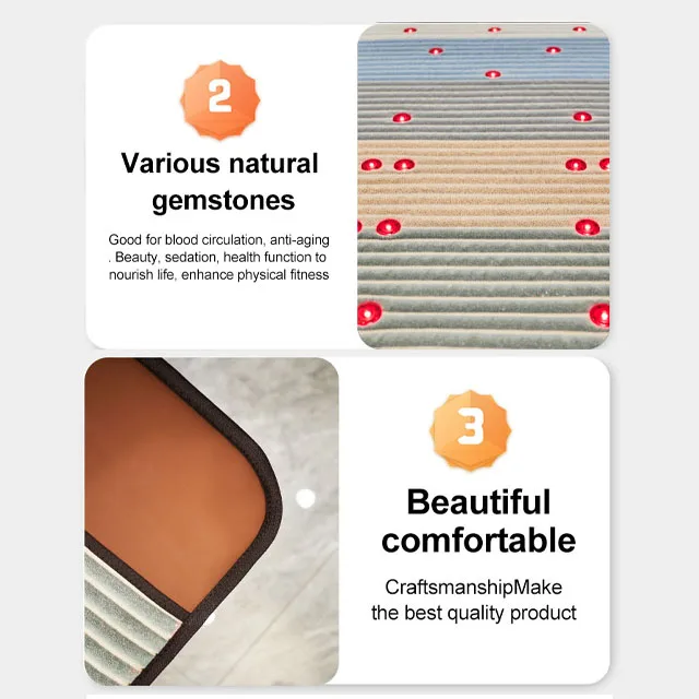 Photon Energy mattress heating Far infrared Magnetic Therapy Health Care Massage Crystal tourmaline PEMF mat