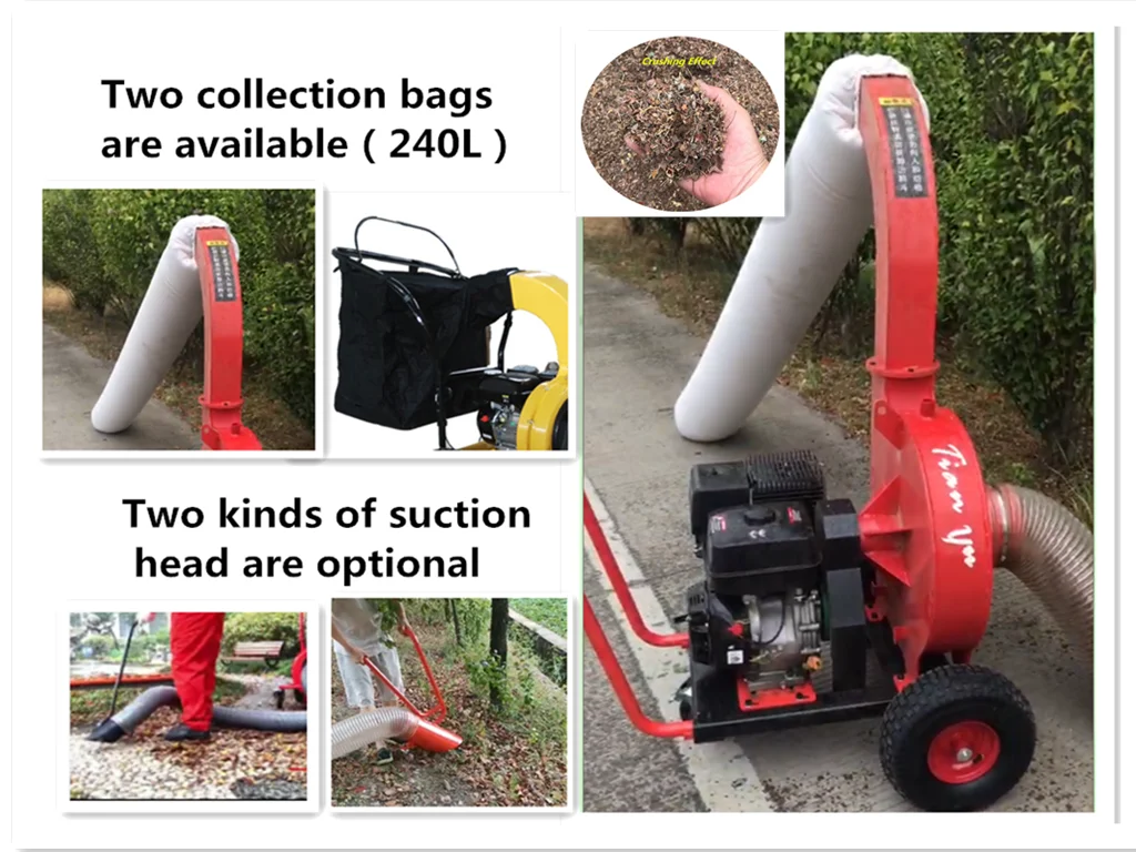 High quality new design dead leaf sweeper oil fired leaf sucking machine for sale