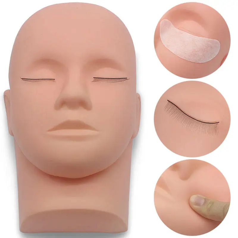 wholesale ready to ship eco friendly Silicone head lashes training practice lash extension practice  head for lashing