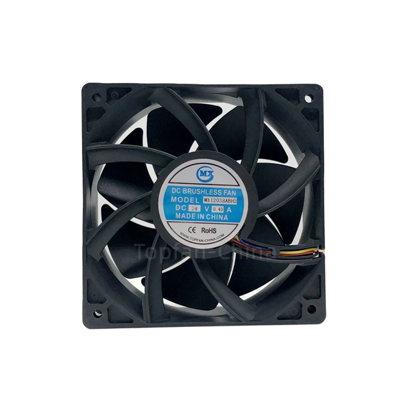 4414M DC Fans 119x38mm 24VDC 108CFM 4W 3300RPM 42dBA BB, 2 Wire Leads, Fiberglass Reinforced PBT Frame