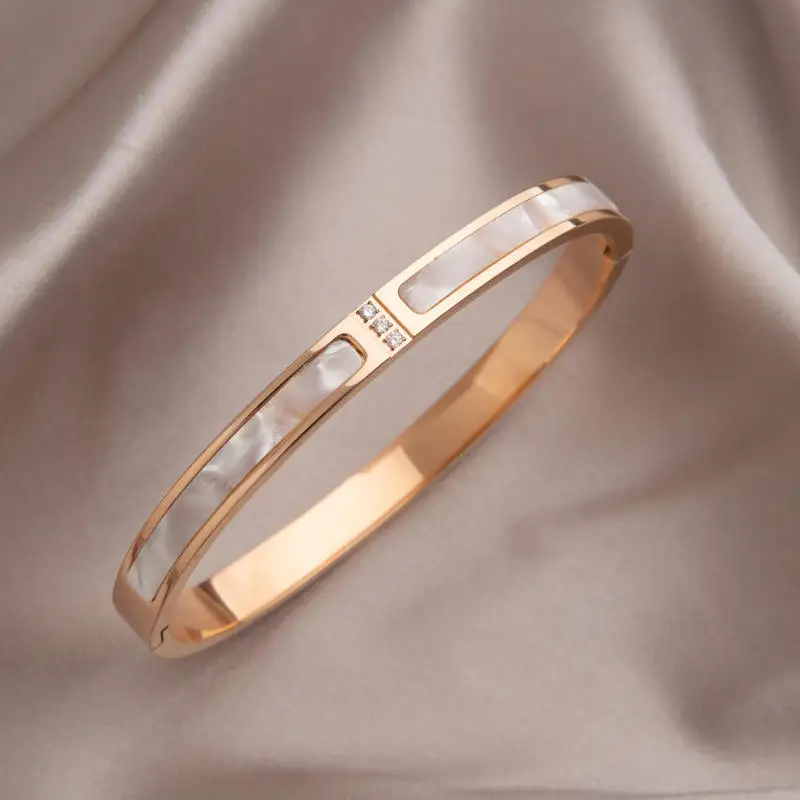 18K позолоченный прямоугольный цвет циркон браслет водонепроницаемый из нержавеющей стали Открытый для женщин подарок