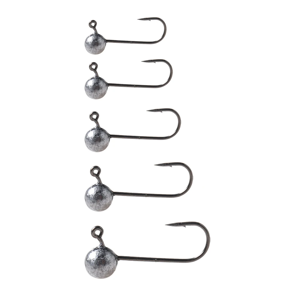 JOHNCOO 1g/1.5g/2g/3g/5g/7g  Soft Worm Fishing Hook 10pcs Jig Head Hook Barbed Single Fishhook Lead Head Hook