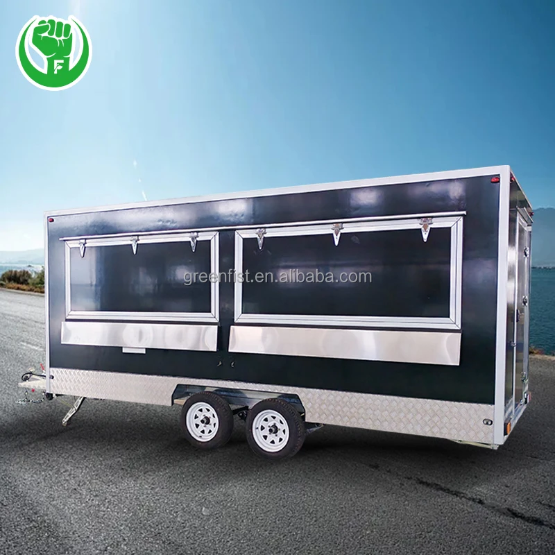 18ft Black food truck solar garbage bin and pizza  coffee trailer food truck  for  Sale