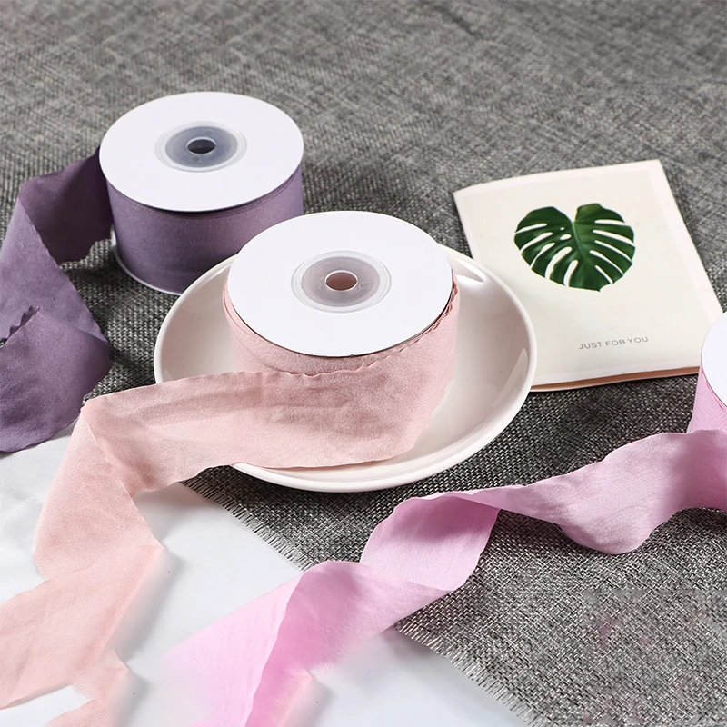 wholesale high quality silk chiffon ribbon pleated birthday decoration mixed gift flower packing ribbons