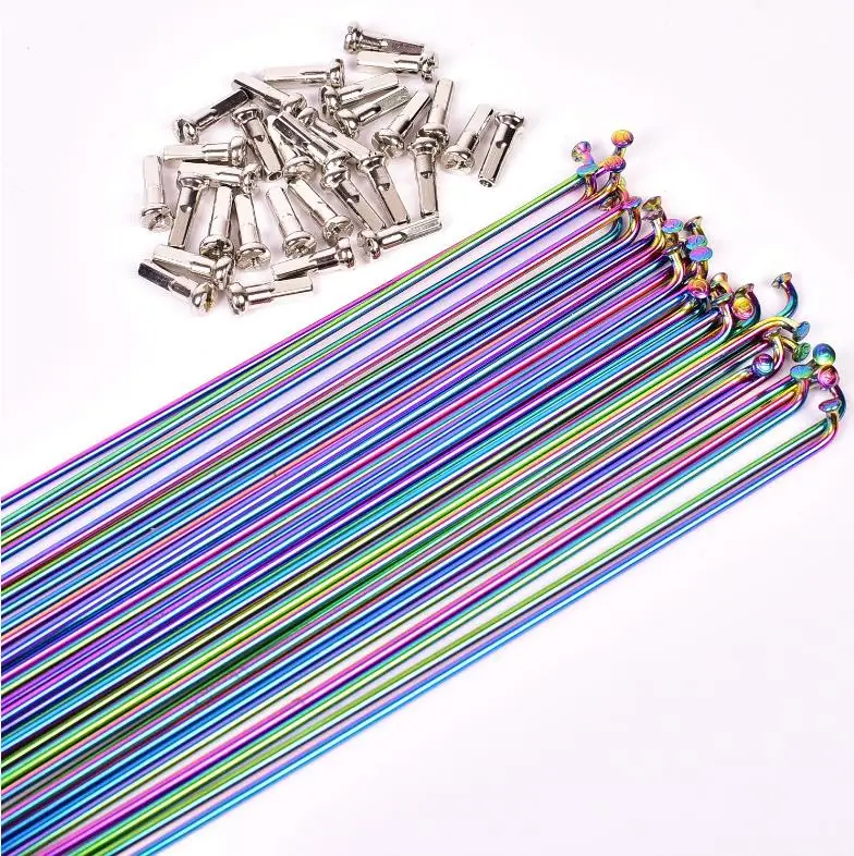 Wholesale Customization Bicycle Rainbow Spoke Stainless Steel 14G J-bend Oil Slick Bike Spokes