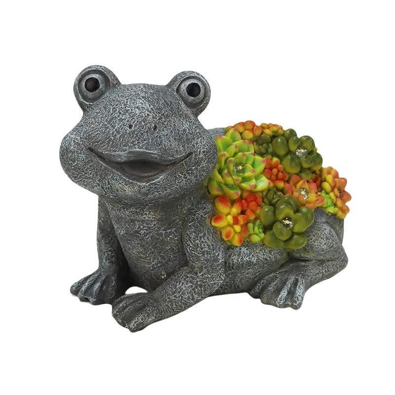 Custom Frog Garden Figurines with Solar Energy Small Animal Statue Light Cute Toy Figurine Decoration