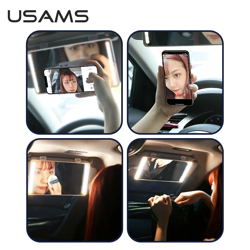  USAMS новый дизайн US-ZB175 ABS + стекло автомобиля заполняющий свет LED макияж зеркало со светом для