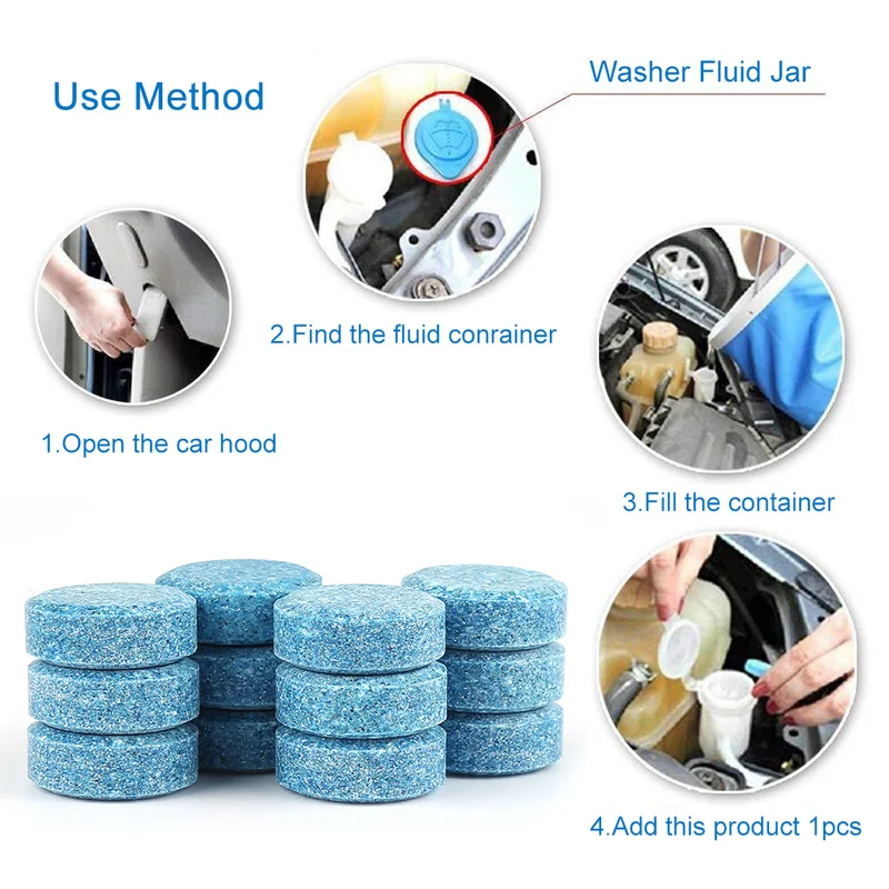 10/20/40 Pcs Car Solid Cleaner Effervescent Tablets Spray Cleaner Car Window Windshield Glass Cleaning Auto Accessories