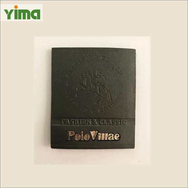 Yima Custom Black Jeans Leather Patch with Metal Label Logo Customized Garment Labels Washable Leather Labels for Clothing