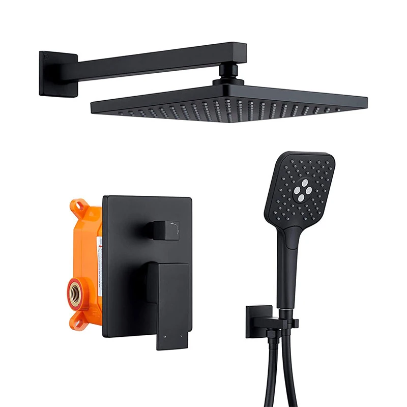 HIMARK CUPC conceal black rainfall shower set robinet de douche wall mount gold bathroom rain bath & shower faucet system