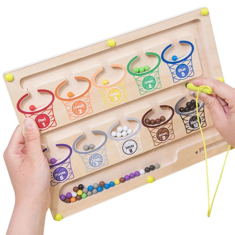 Montessori color matching maze game Children toy pen control magnetic maze game Kids color classification toy