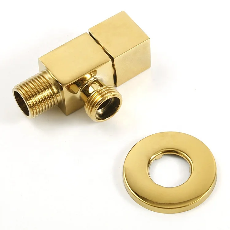 Hot Selling Gold Plating Brass Toilet Washing Machine 1/4 Turn 90 Degree Water Angle Valve