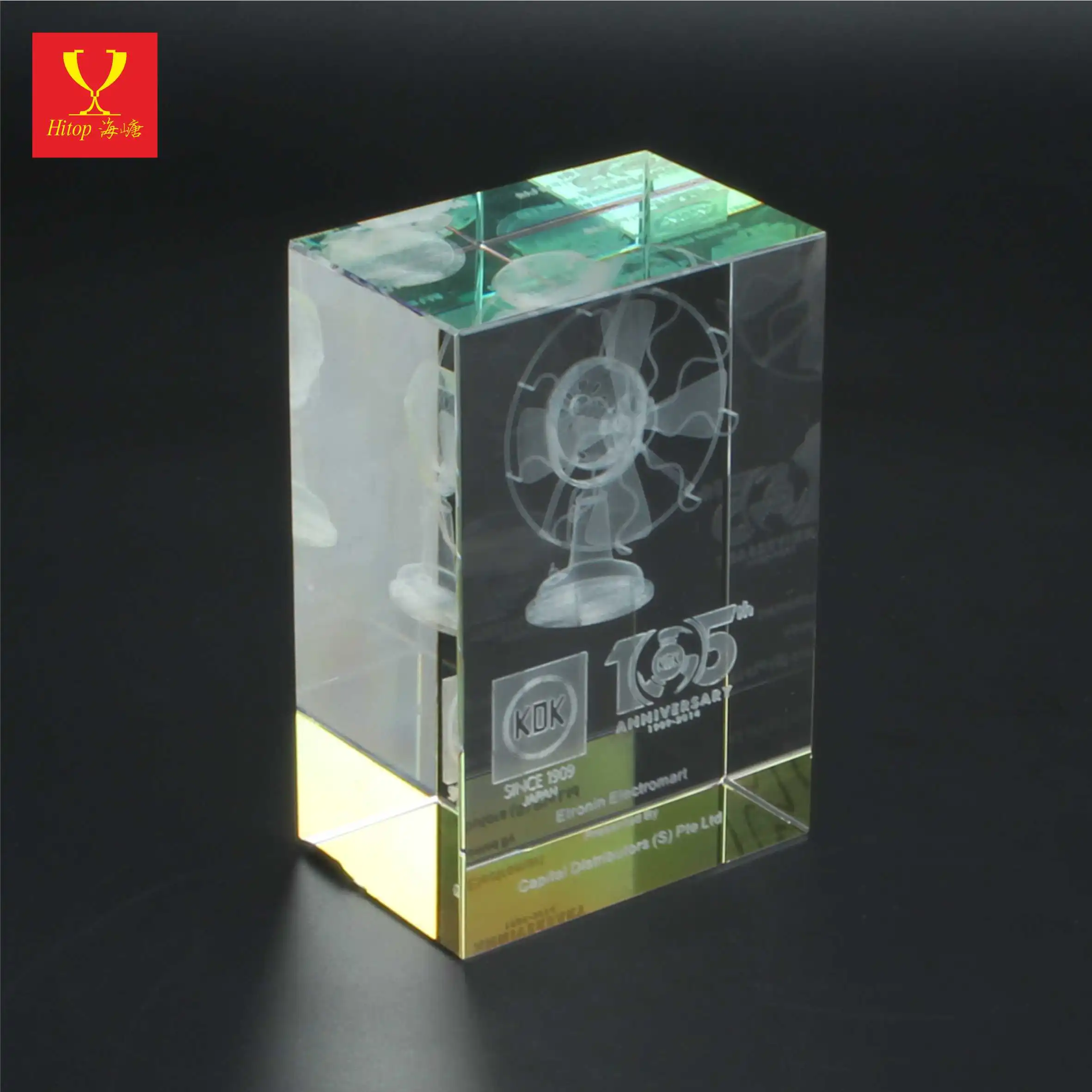 Hitop Factory Custom 3d Laser Engraving Photo Crystal Cube 3d Crystal Engraving Etched K9 crystal Picture Block For Sou