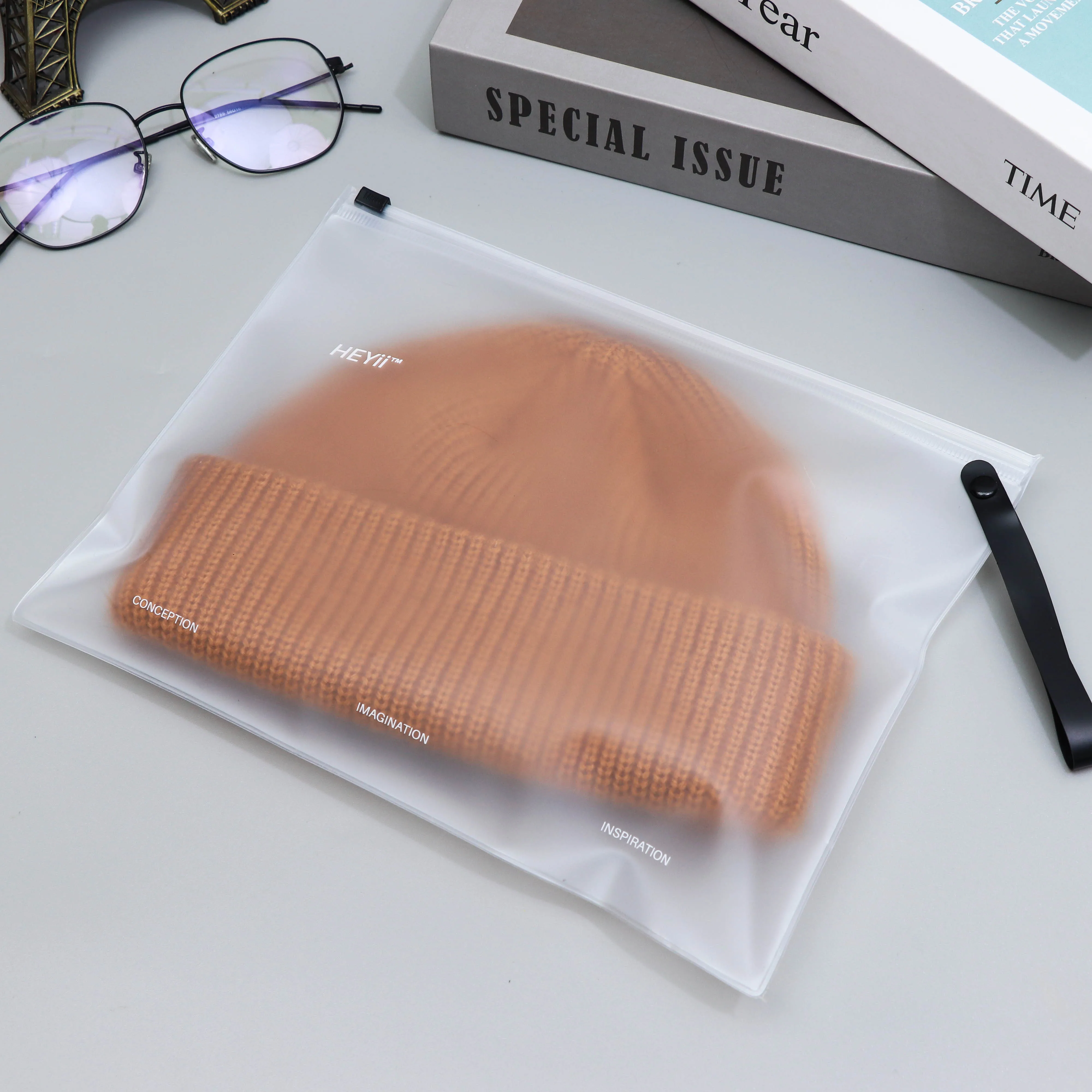 Custom plastic bag eco friendly swimwear packaging pvc custom wet bikini bag with zipper