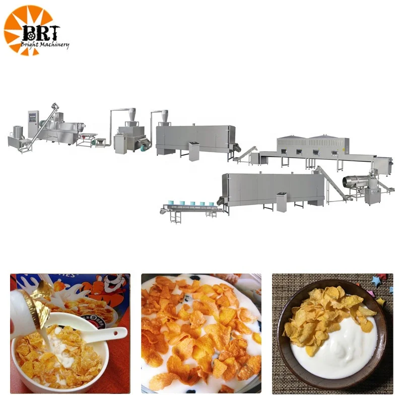 breakfast cereal bar making machine production line suppliers corn flakes processing extruder machine