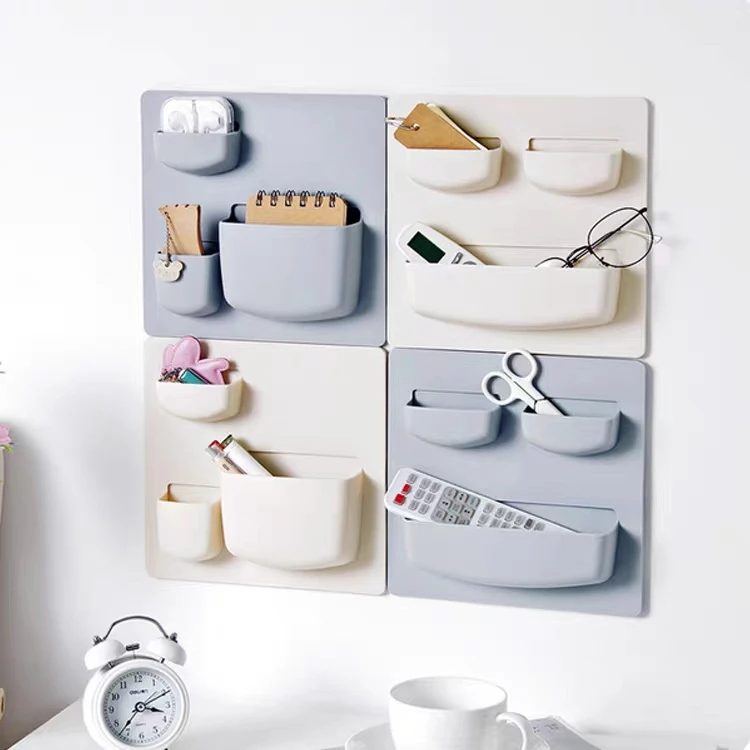 Simple Modern Household Pasting Storage Rack Korean Style Kitchen Plastic Storage Shelf