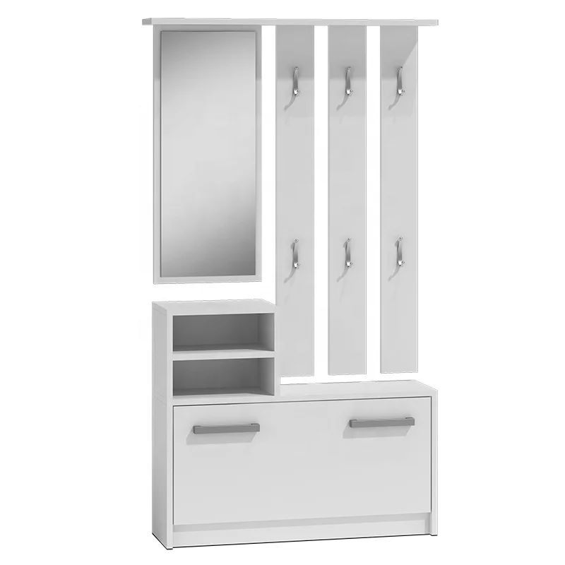 modern mounted wood hallway cabinet furniture shoe cabinet with full length mirror coat hanger