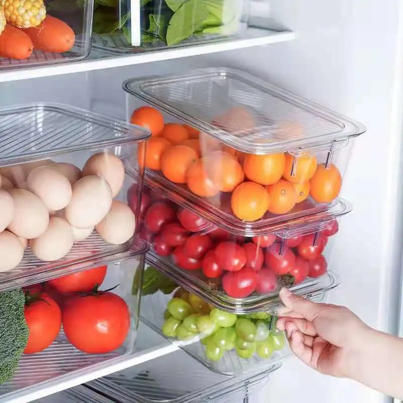 Freezer Food Storage Container Stackable Refrigerator Storage Boxes Food Saver Box With Lid To Keep Fruits Vegetables Meat