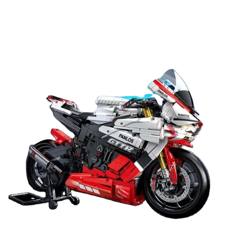 Panlos 672104  Racing Motorcycle1:5 Building Blocks Set MOC Yamaha R1 Track Edition with LED Light Puzzle Assmbly Bricks Toys