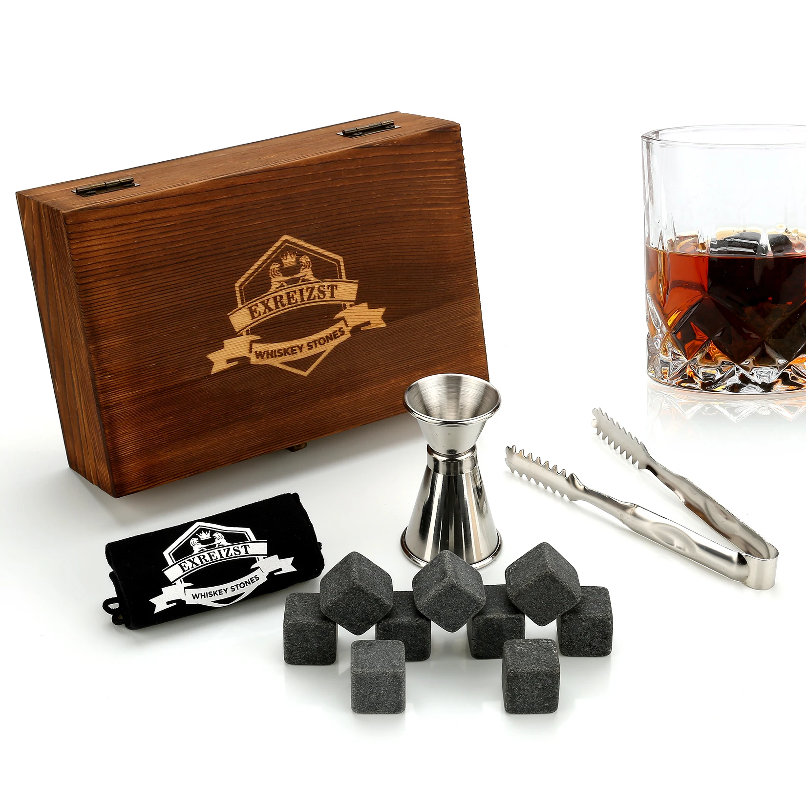 New Fashion Whiskey Stones Set Gift Whisky Chilling Rocks With Clip