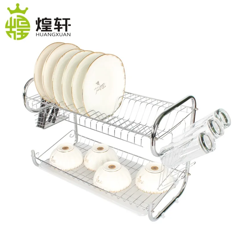 2 tier small MOQ durable chrome plated dish drainer with feet protector
