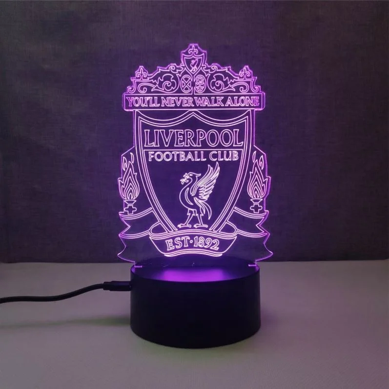 Shingel 3D night light football soccer 3D Pikachu logo dragon ball wallpaper pattern lamp Color Change LED night light