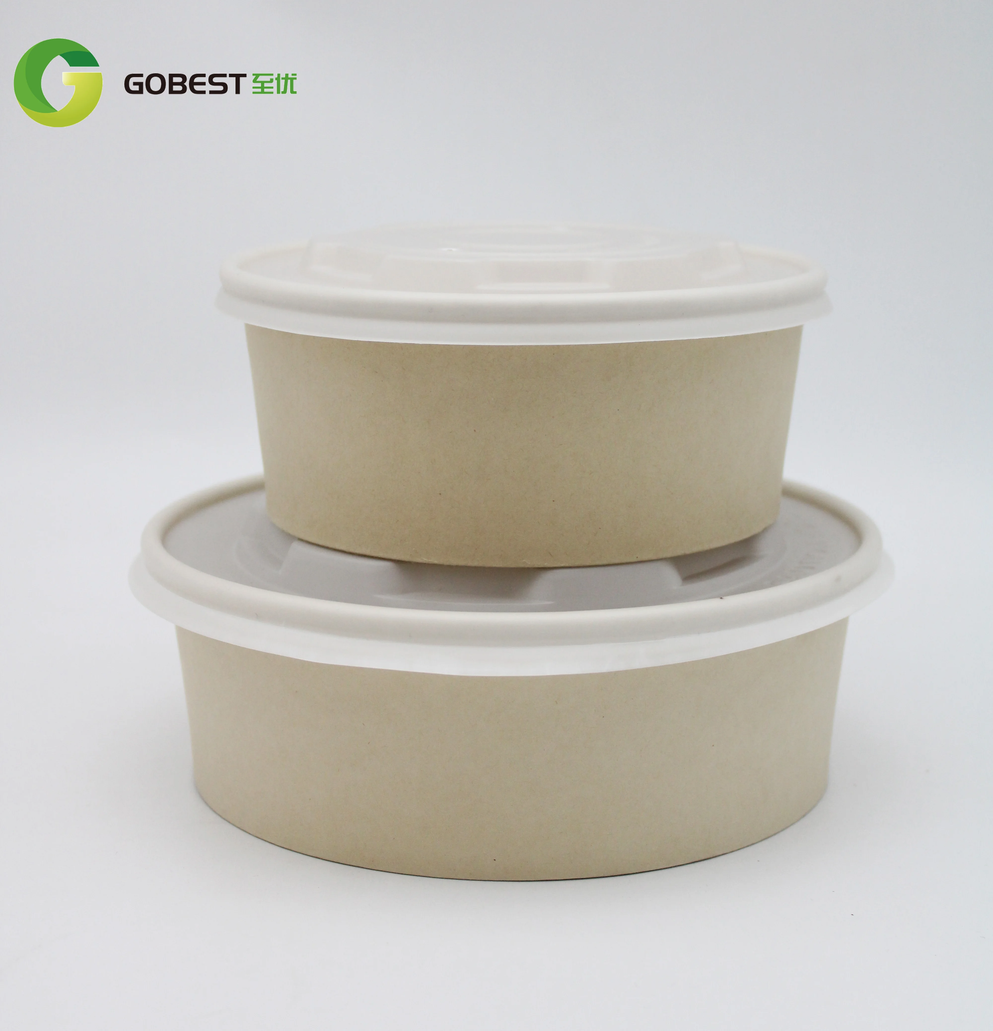 Gobest customized disposable kraft bamboo white flexo printing  pla bio degradable paper packaging  38oz takeaway  paper bowls