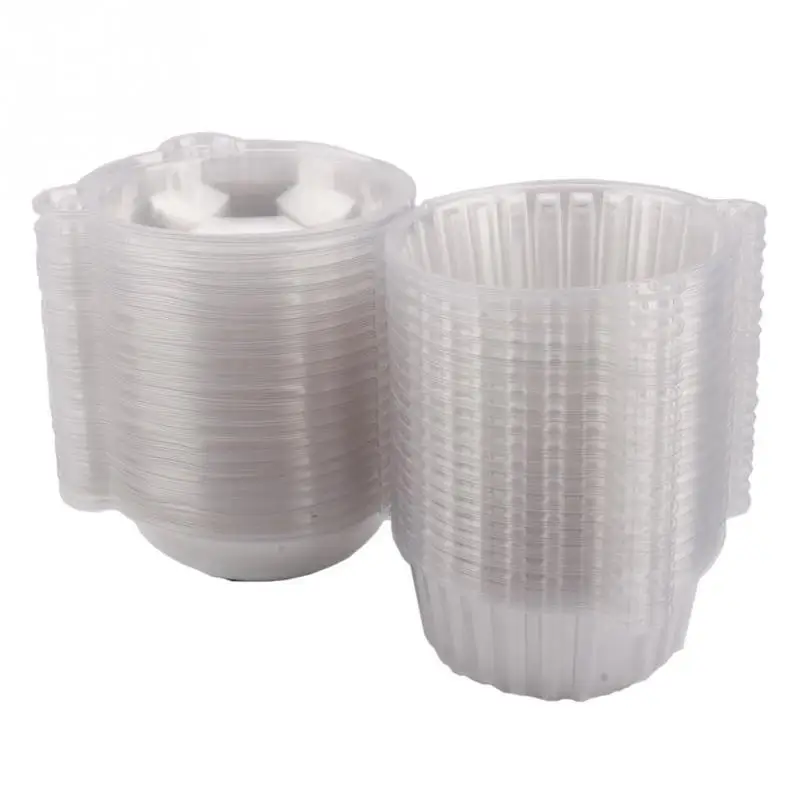 Disposable plastic single individual cupcake holder clear dessert cups with lids keks box kunststoff