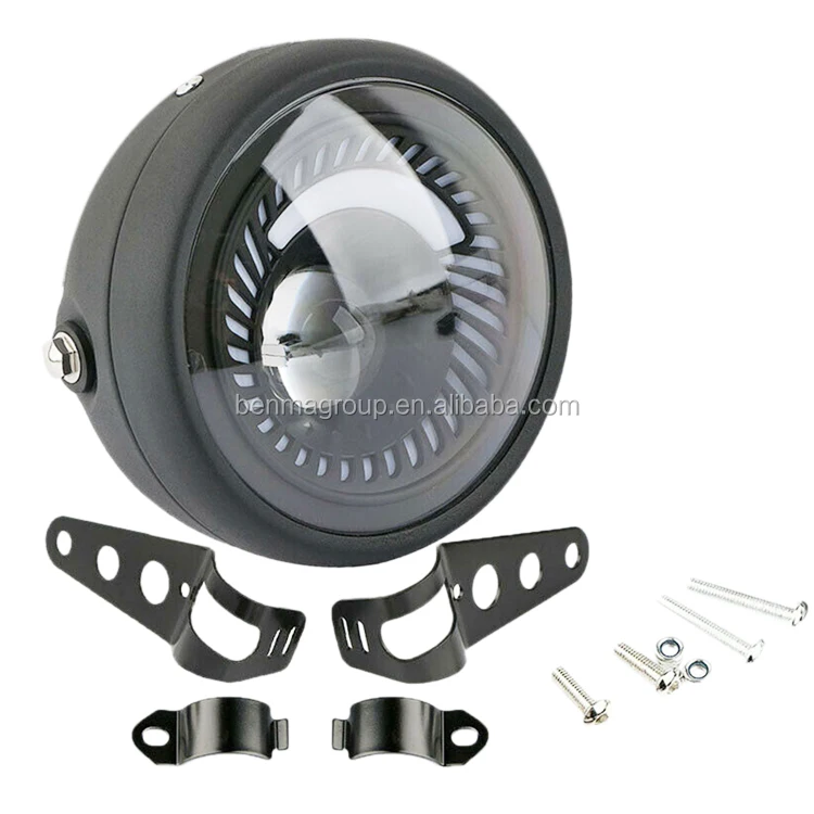 Мотоцикл Cafe Racer Bobber 6,5 дюйма светодиодная фара Спираль белый боковой кронштейн