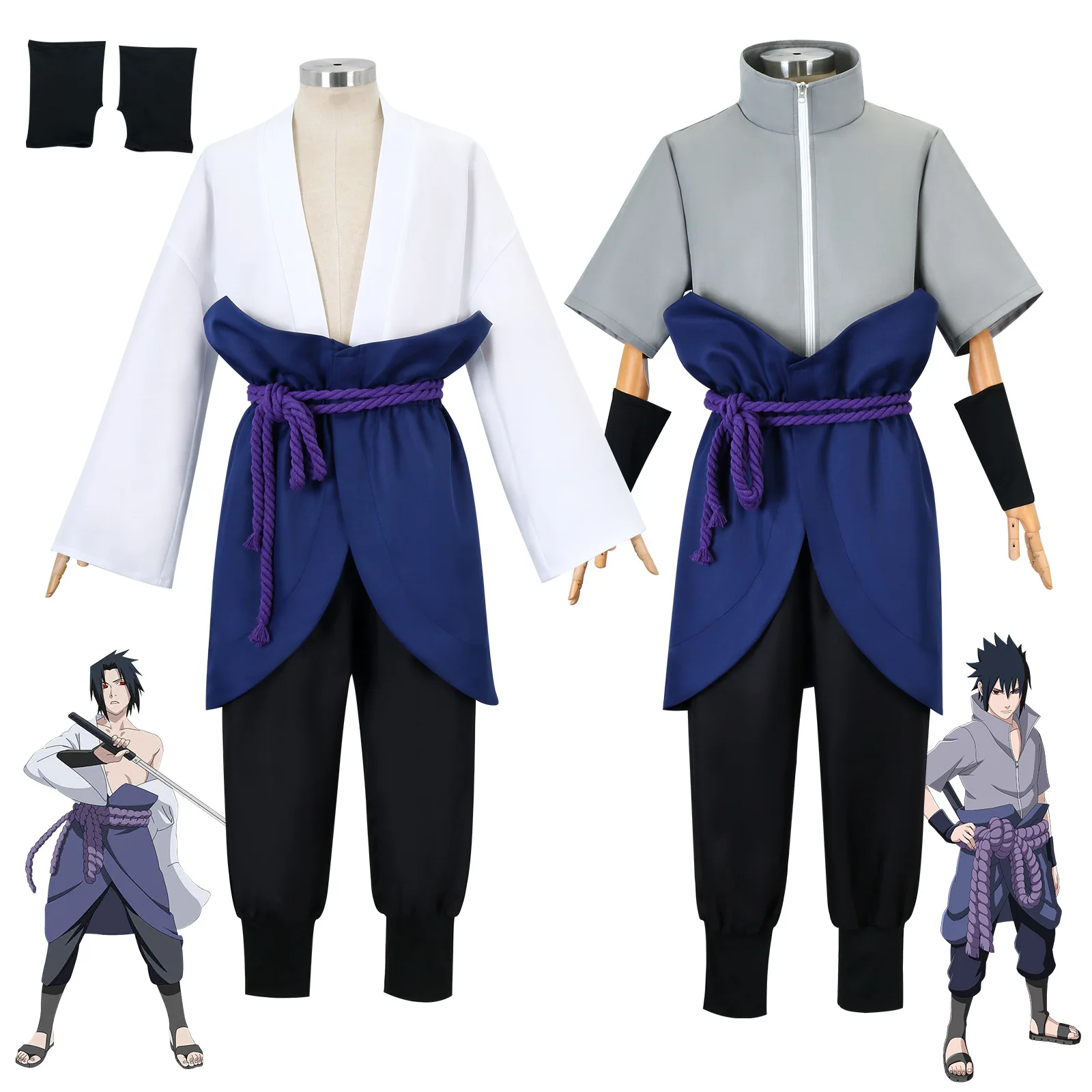 Full Set Cosplay Costume Uchiha Sasuke Outfit for Anime Convention