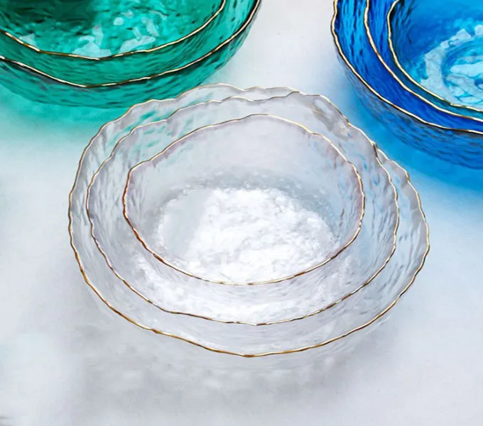 Multi-functional Irregular Fruit Vegetable Glass Dish Reusable Salad Bowl Tableware Set