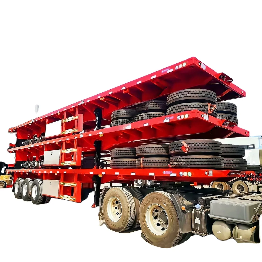 Factory prices for 40 foot and 45 foot flatbed trailers, 6-8 lock container flatbed trailers, bulk cargo transport trailers