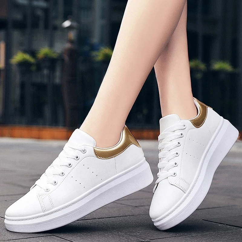 
PU leather sneakers casual flats white tennis shoes woman sport female shoes women sport sneakers zapatos deportivos de mujer 